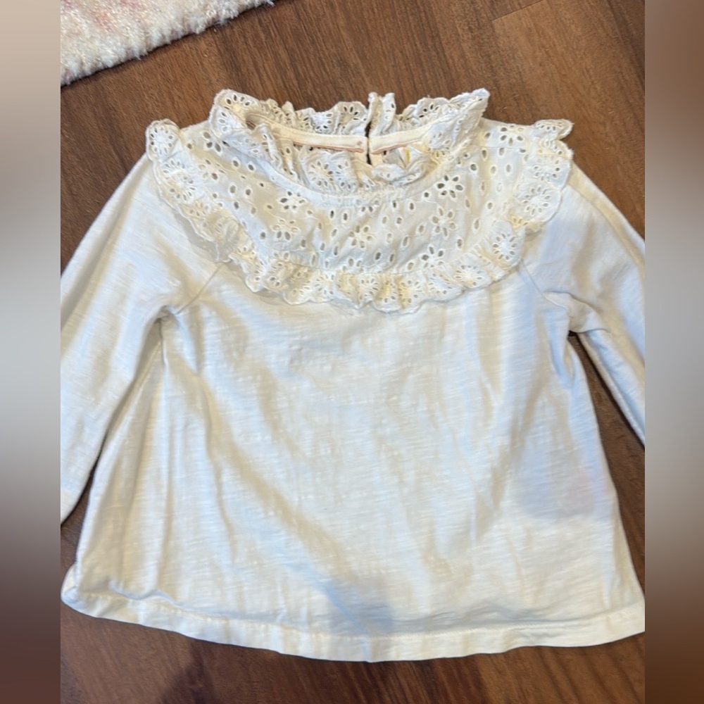 Mini Boden Cream Eyelet Lace Kids Blouse